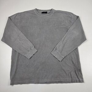 Richie Le Shirt Mens 2XL Gray Long Sleeve Washed Cotton Crewneck T-Shirt Tee